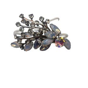 Vintage Opal and Clear Rhinestone Pin Brooch